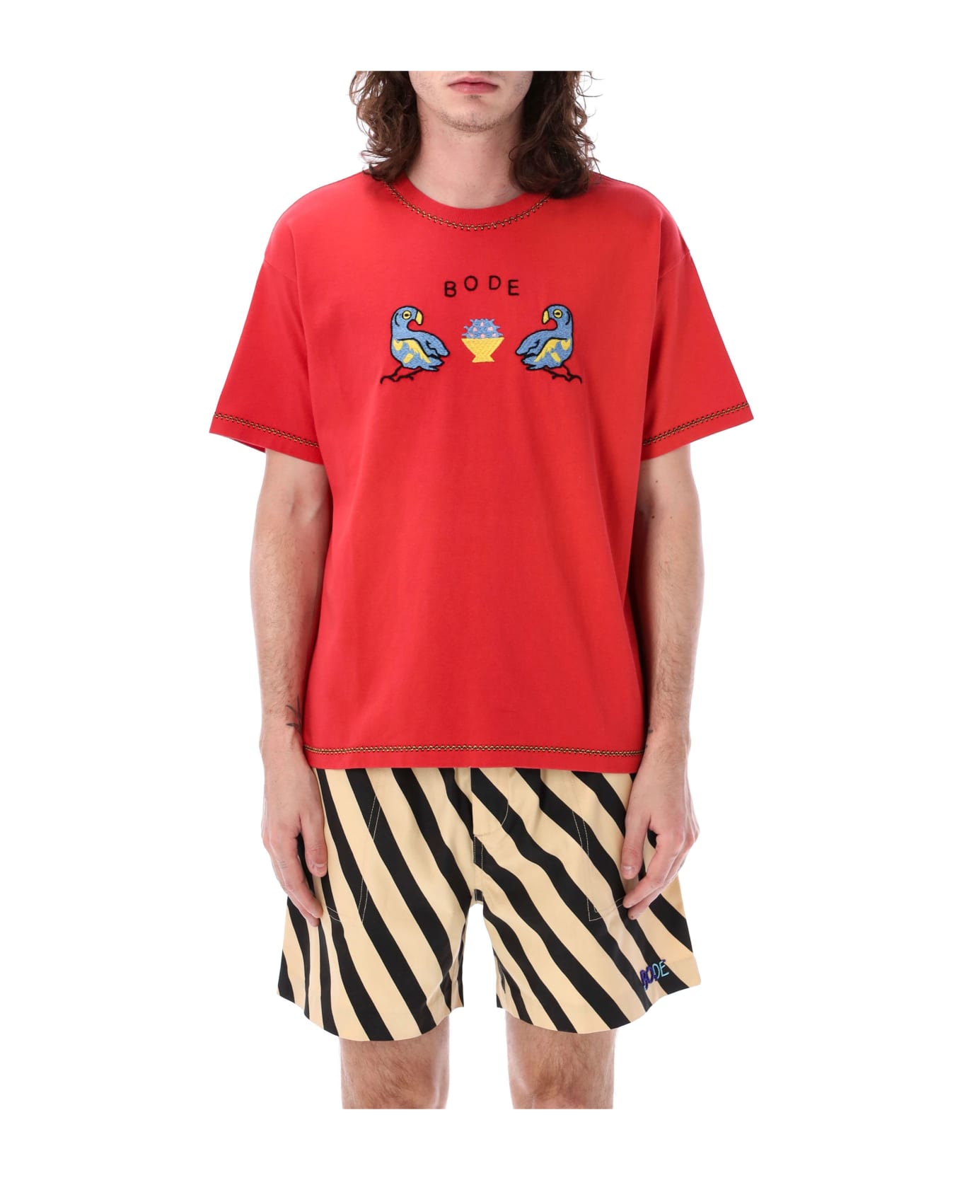 Bode Twin Parakeet T-shirt - RED