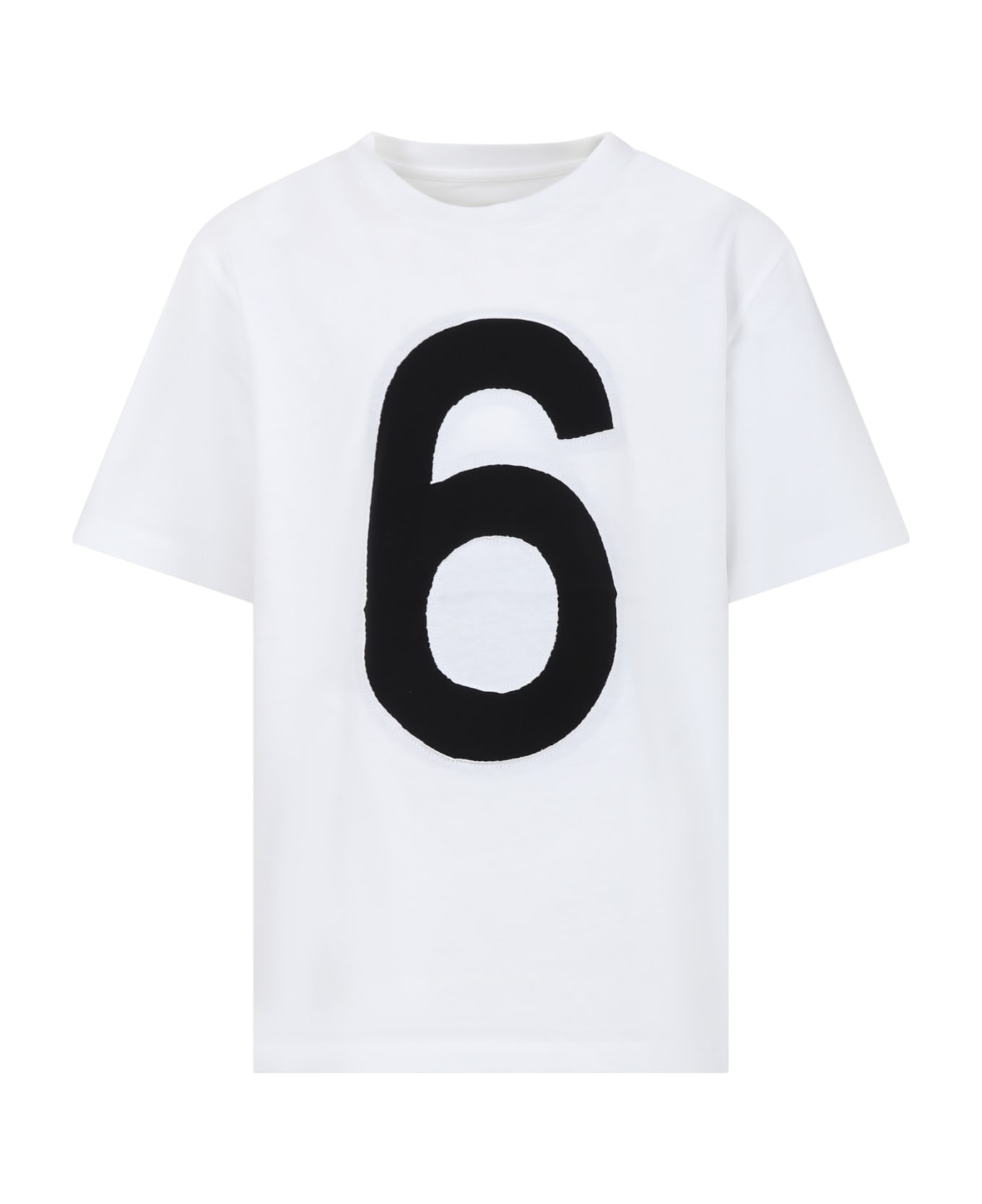 MM6 Maison Margiela White T-shirt For Kids With Number 6 - White