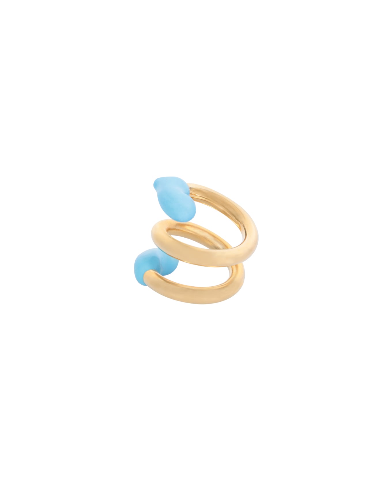 Sunnei Fusillo Rubberized Gold/ Light Blue Ring - Metallic ジュエリー