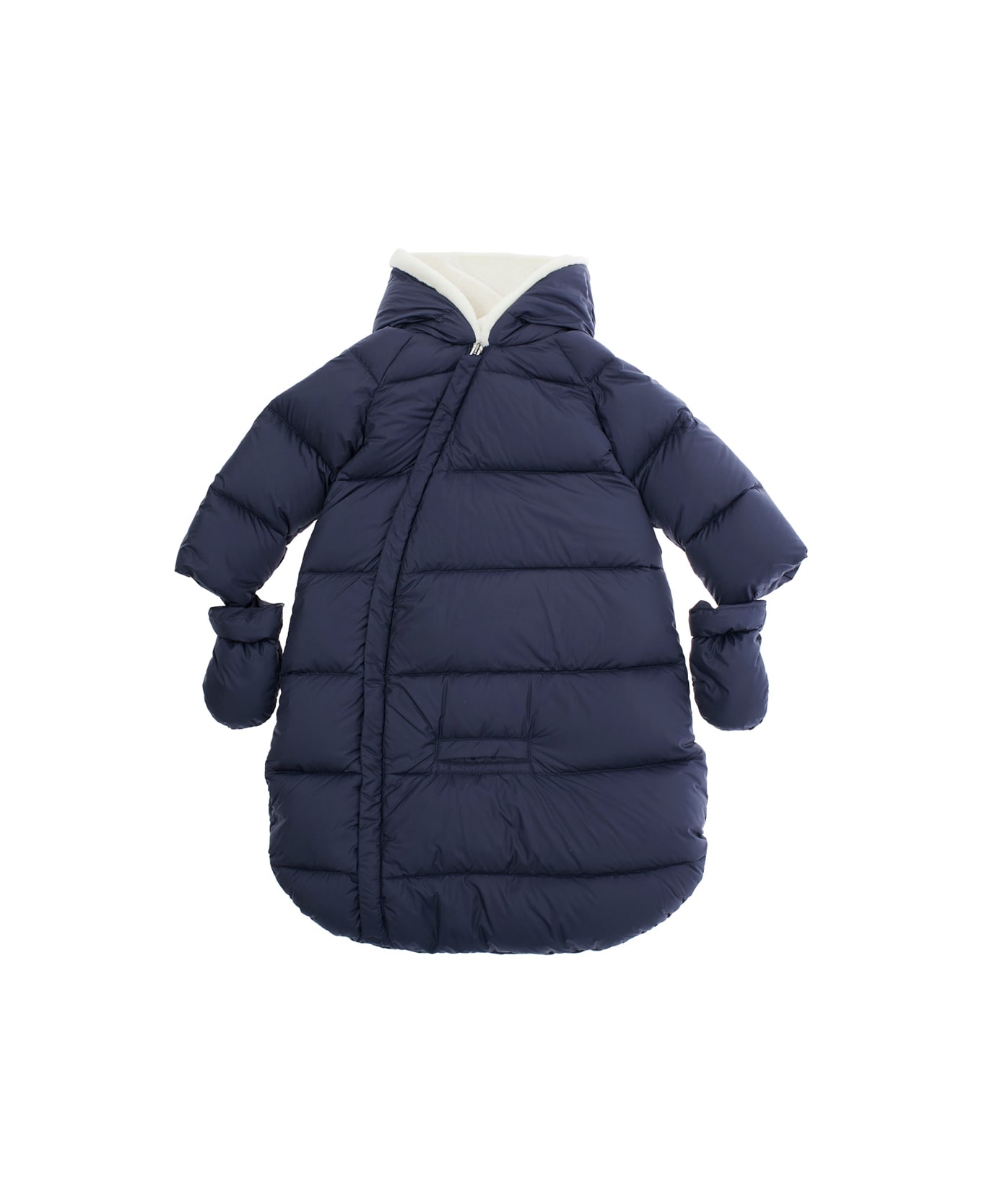Il Gufo Blue Sleeping Sack Down Jacket With Fixed Hood And Removable Gloves In Tech Fabric Baby - Blu