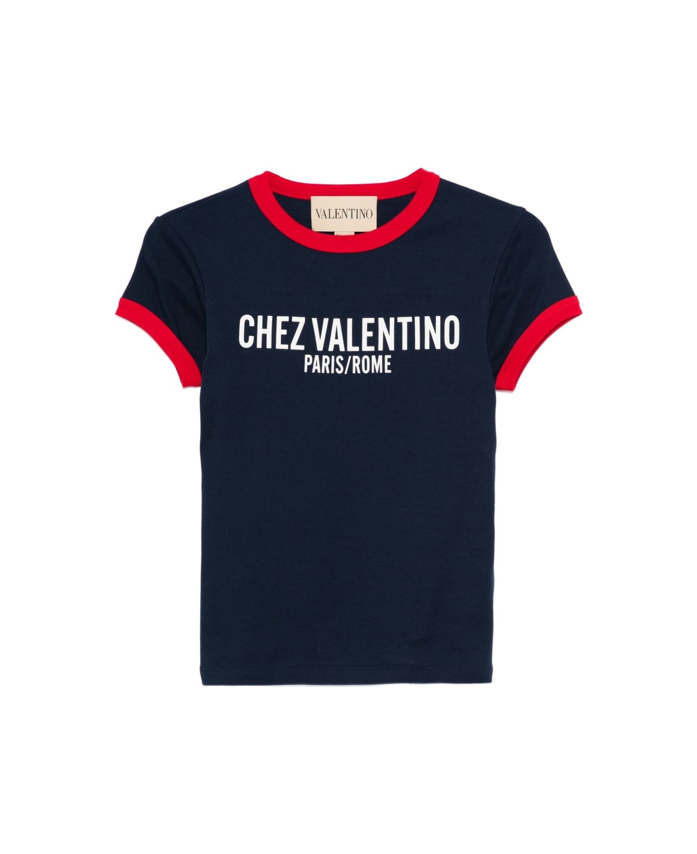 Valentino Garavani T-shirt With Chez Valentino Paris Rome Print - Blue