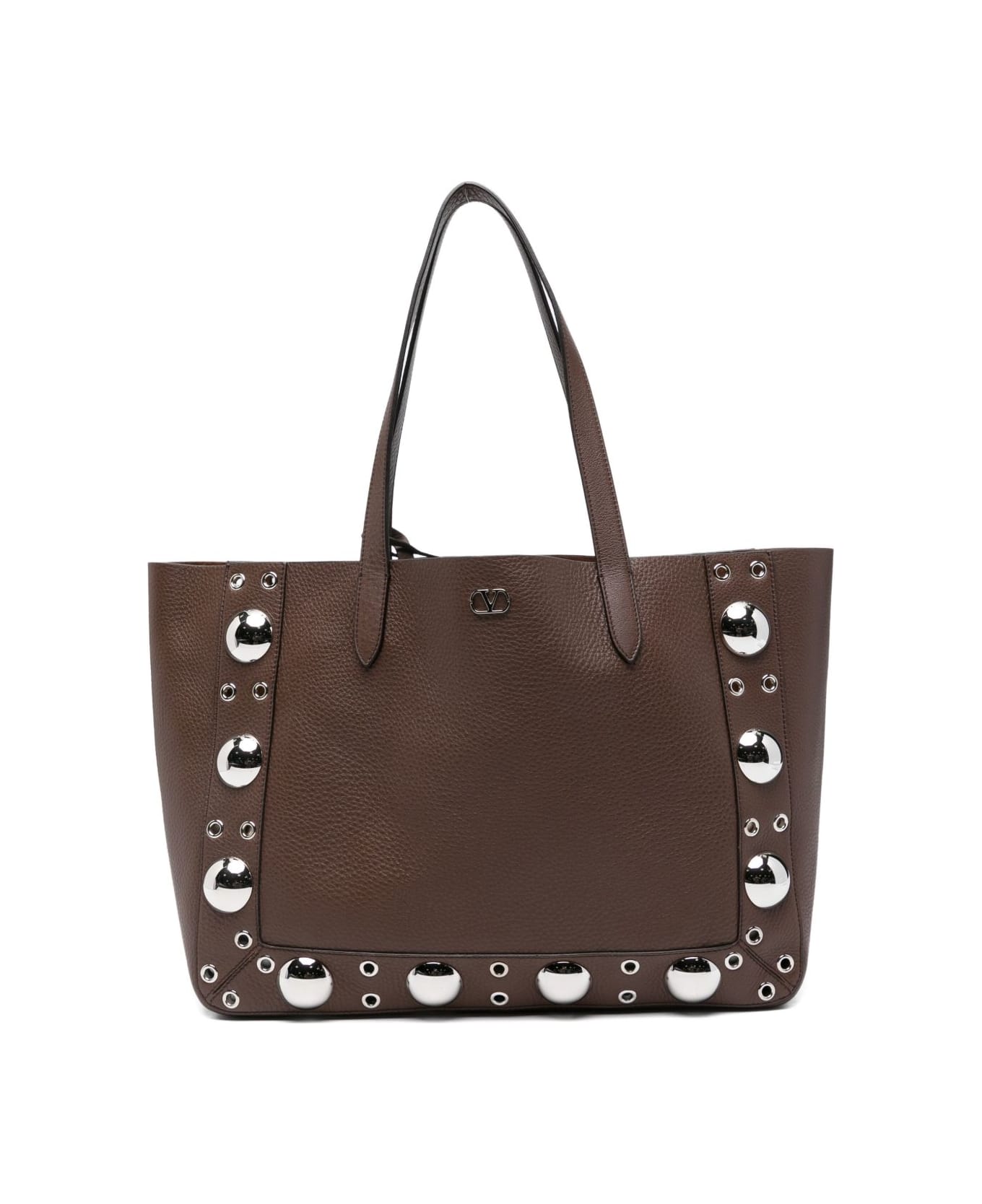 Valentino Garavani Nellcote Medium Leather Tote - Brown