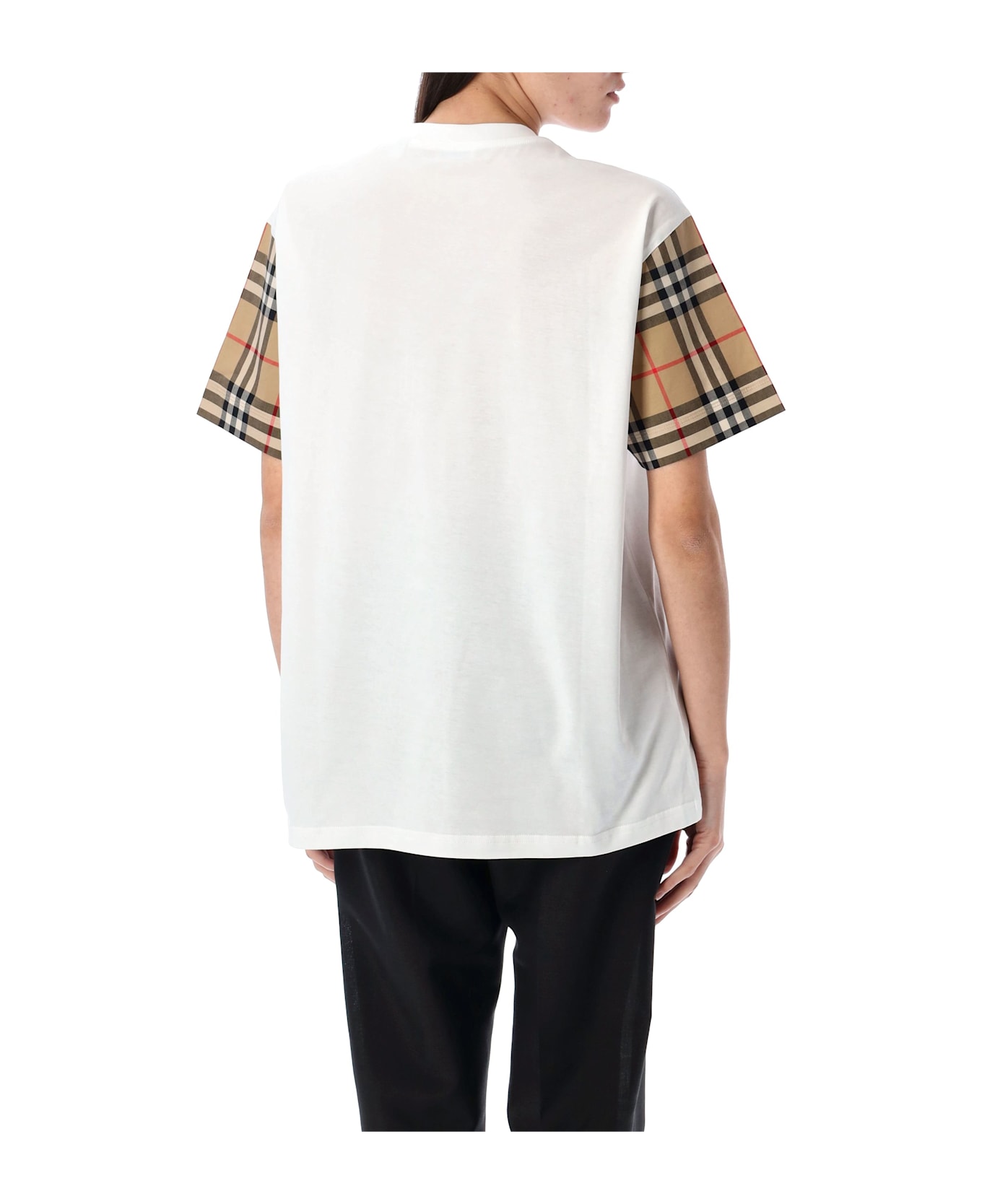 Burberry London Check Sleeve Cotton T-shirt - WHITE