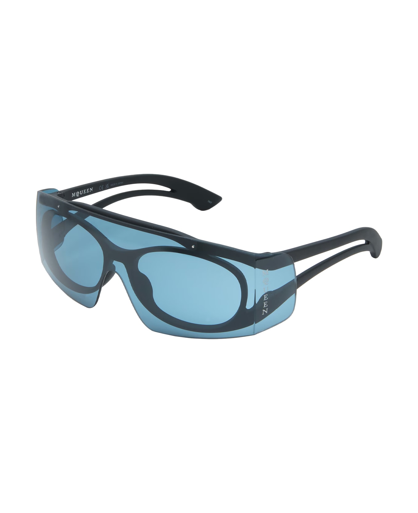 Alexander McQueen Two-tone Sunglasses In Black/blue - Blue