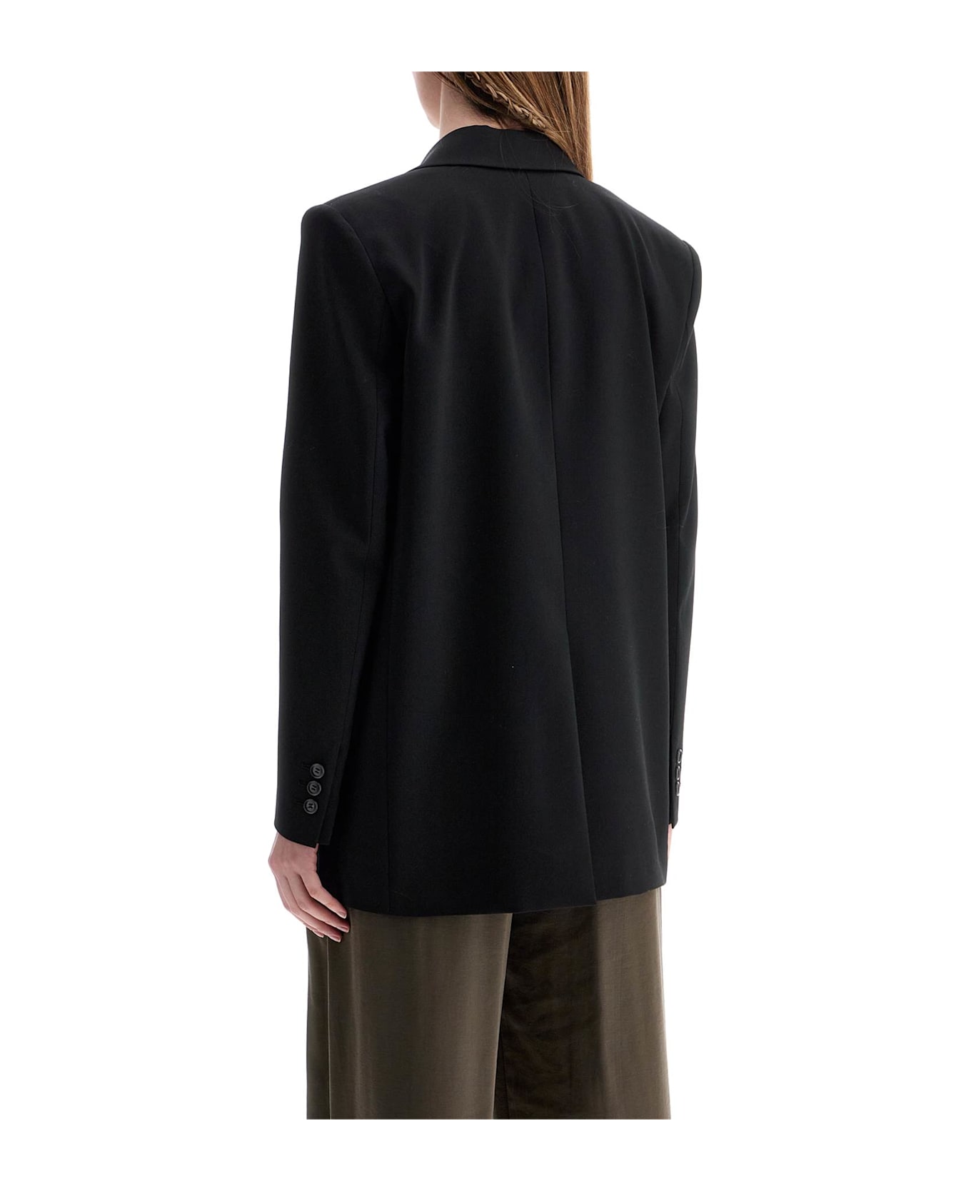 The Andamane Blazer In Poliestere E Lana Nero Oversize Monopetto Con Scollo A V - BLACK (Black)