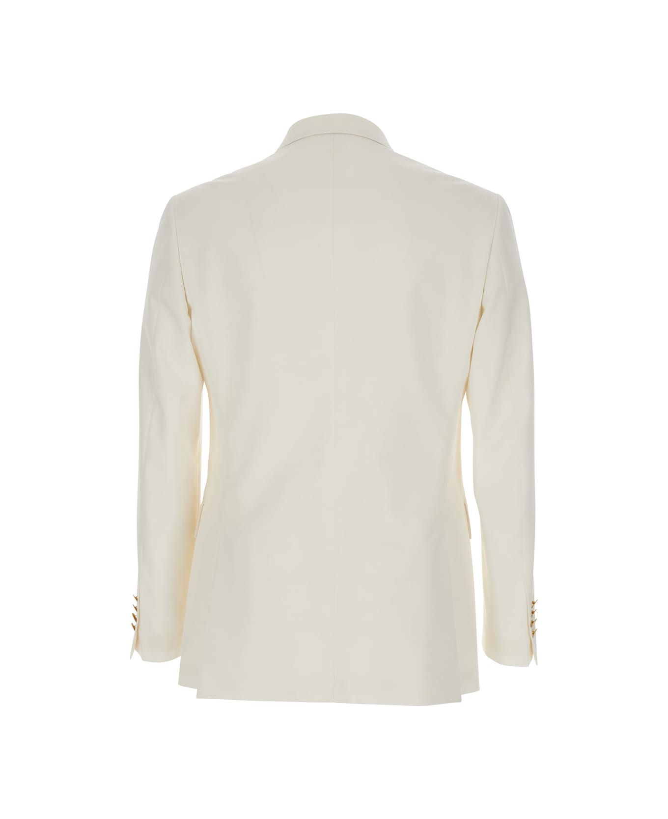 Reveres 1949 White Double Breasted Jacket With Peak Lapels In Virgin Wool And Cotton Blend Woman - White