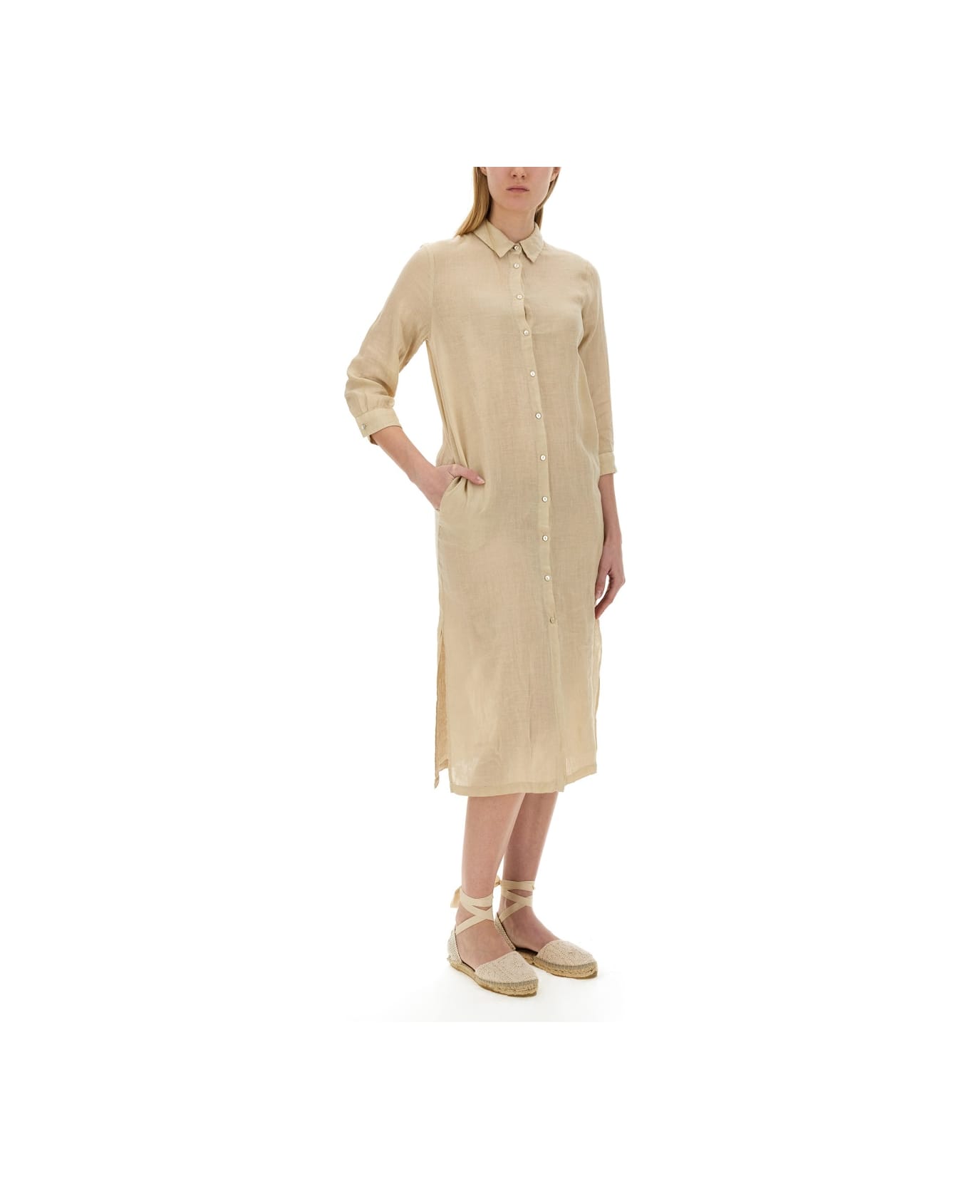 120% Lino Shirt Dress - BEIGE ワンピース＆ドレス