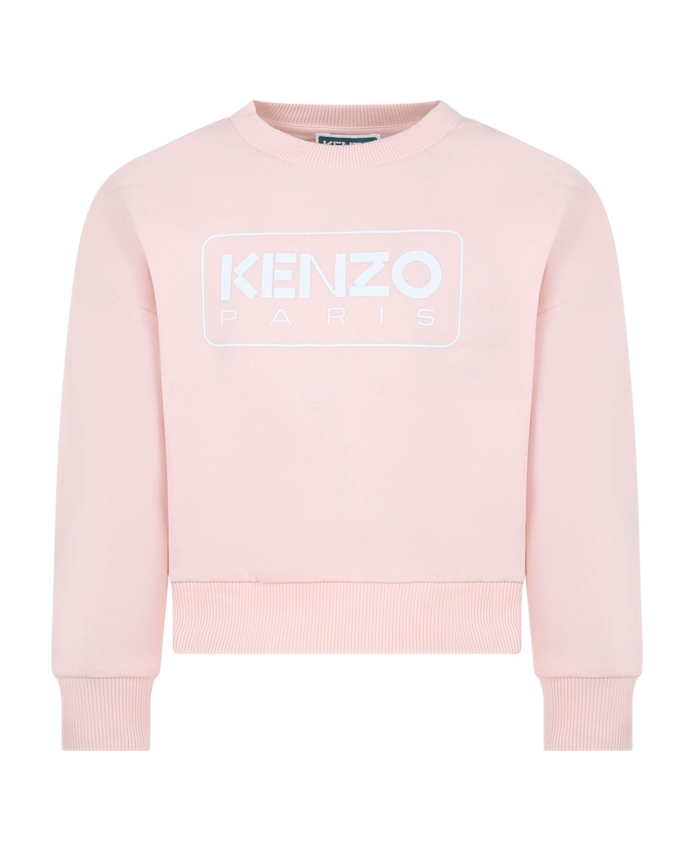 Kenzo Kids Pink Sweatshirt For Girl With Logo - T Rosa Velato ニットウェア＆スウェットシャツ