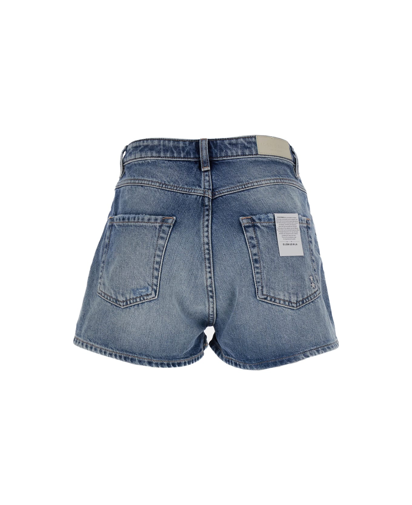 Icon Denim 'sam' Blue Shorts With Rips In Cotton Denim Woman - Blu