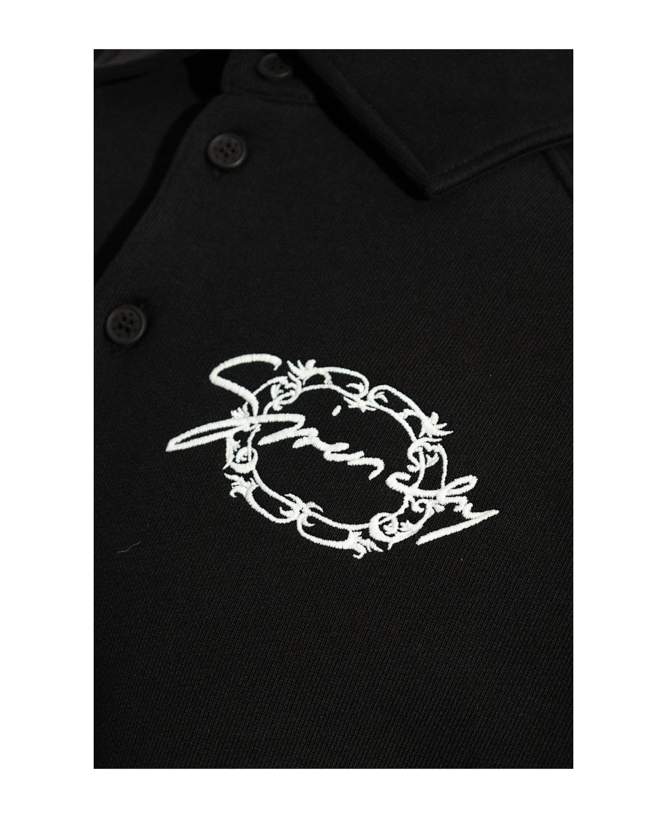 Givenchy Logo Embroidered Collared Sweatshirt - Black