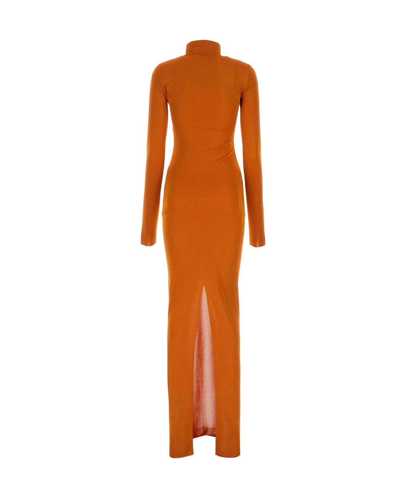 Saint Laurent Copper Viscose Long Dress - ORANGE