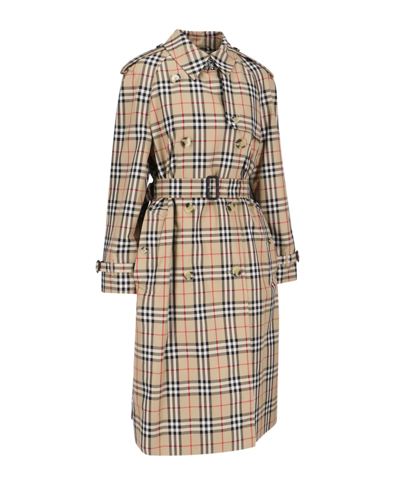 Burberry Check Trench Coat - Beige