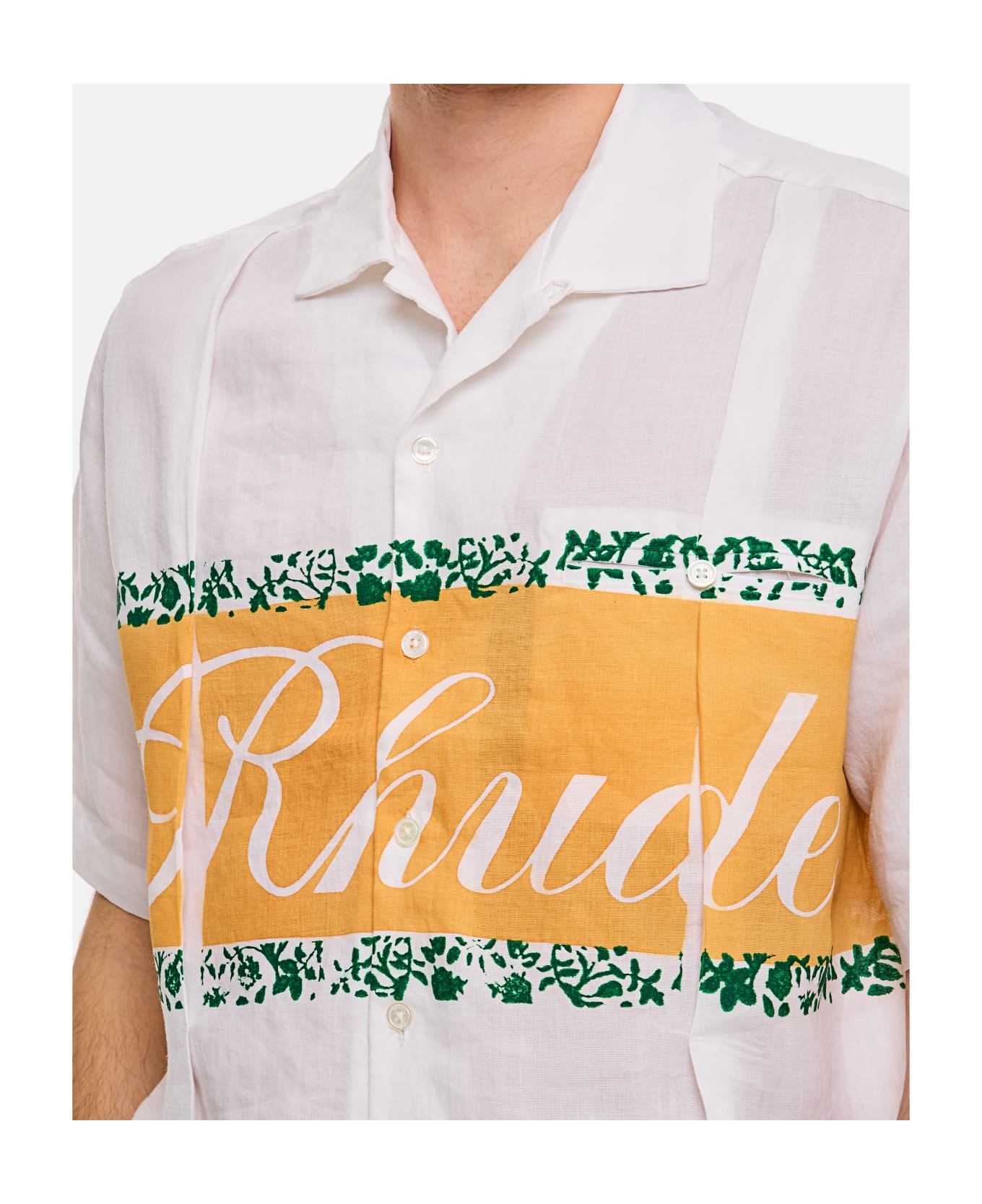 Rhude Linen Cuban Cotton Shirt - NEUTRALS