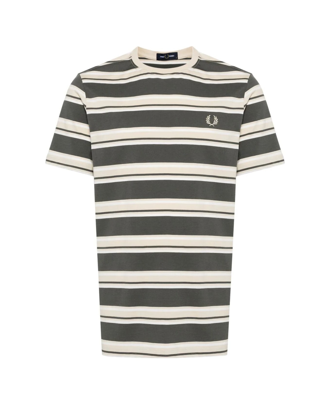 Fred Perry Fp Stripe T-shirt - Fieldgreen Oatme