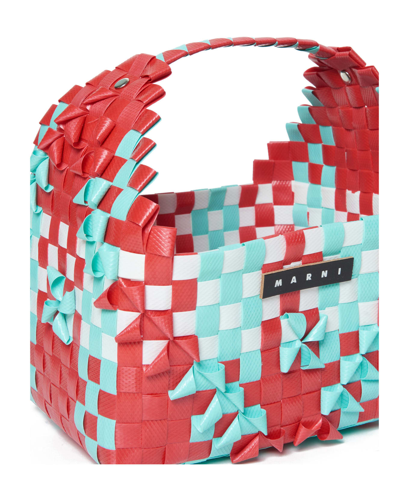 Marni Mw80f Rainbow Bag Bags Marni Red Woven Rainbow Bag With Single Handle And Applied Logo - Ibiscus