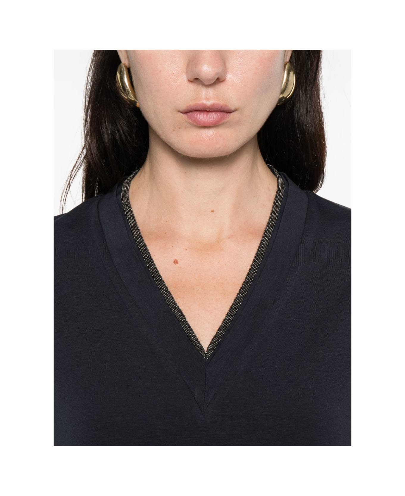 Brunello Cucinelli Cotton V-necked T-shirt - Blue