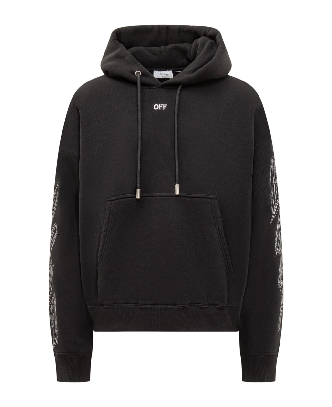 Off-White Hoodie With Scribble Logo - BLACK WHITE
