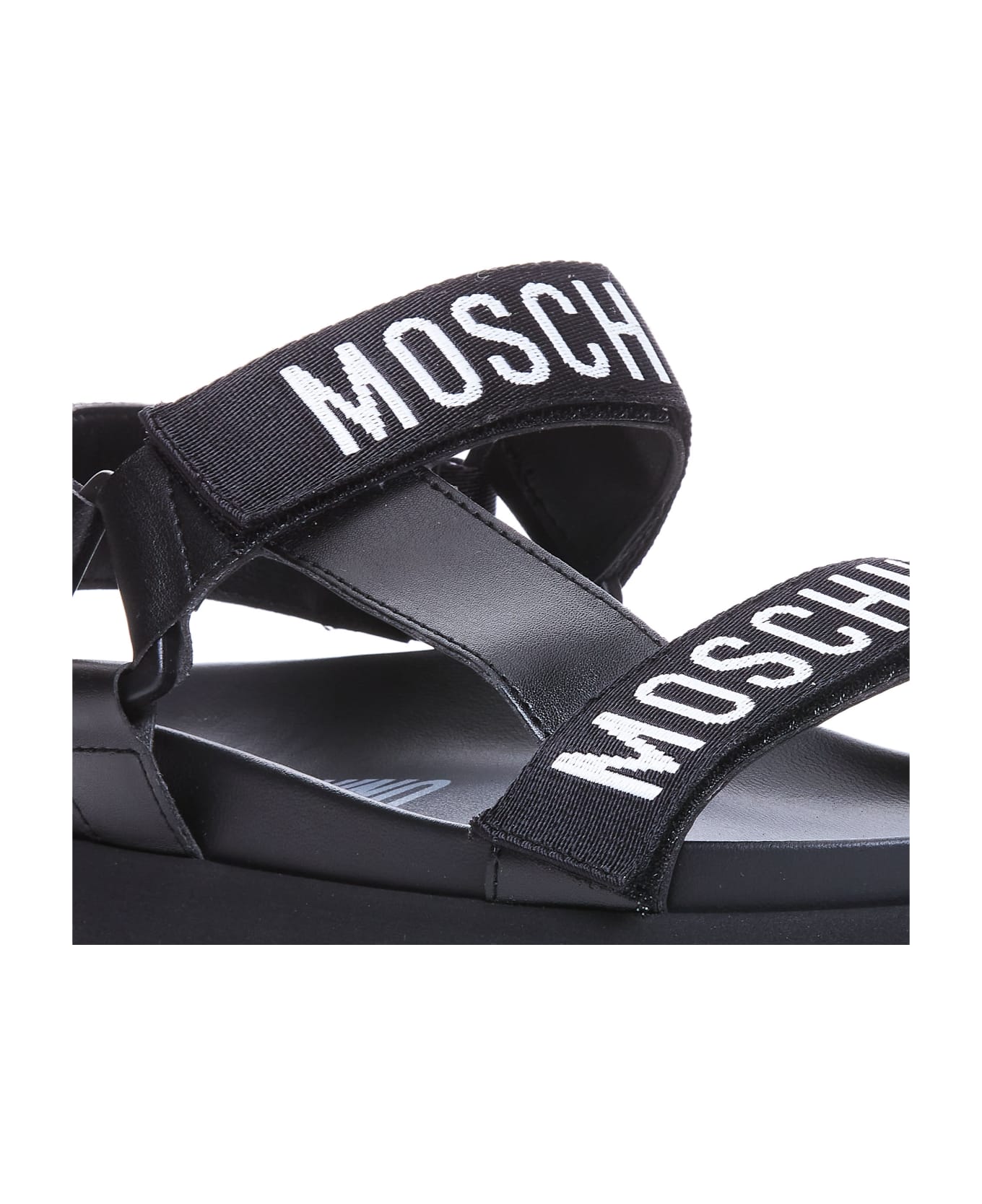 Moschino Platform Sandals Logo Tape - Black サンダル