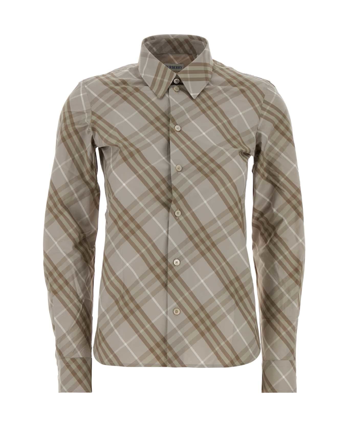 Burberry Embroidered Poplin Shirt - STONEGREYIPCHECK