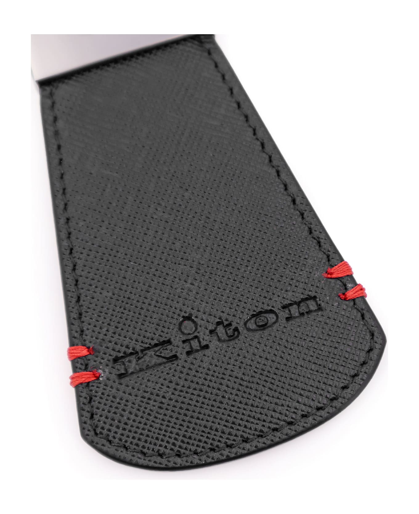 Kiton Leather Key Ring - Black