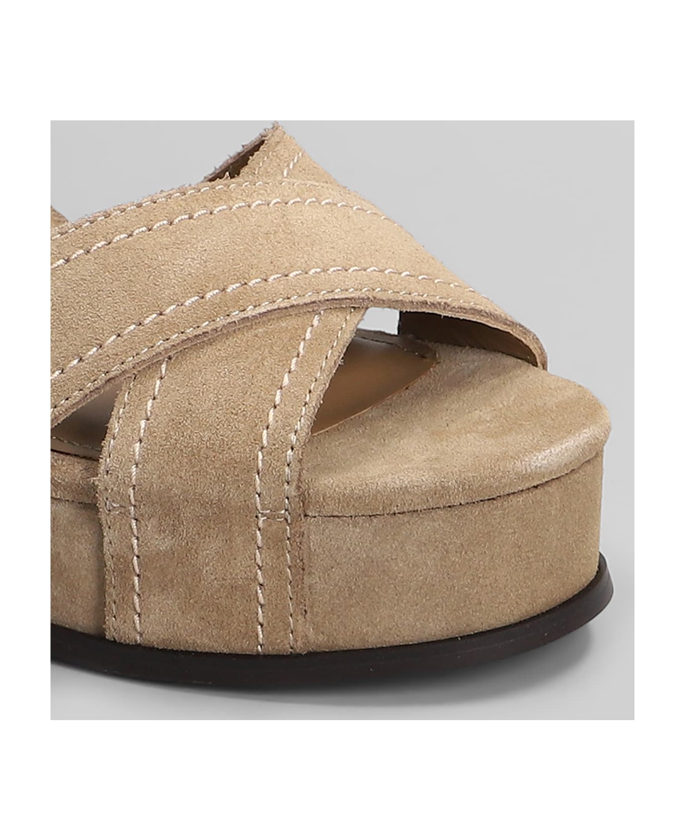Ash Melany Sandals In Beige Suede - beige