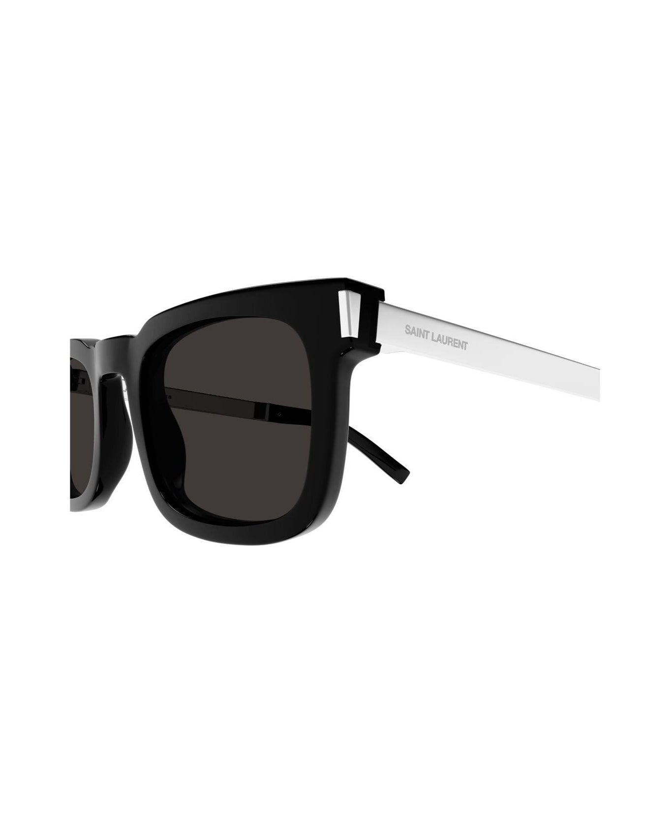 Saint Laurent Eyewear Square Frame Sunglasses Sunglasses - 001 BLACK SILVER BLACK