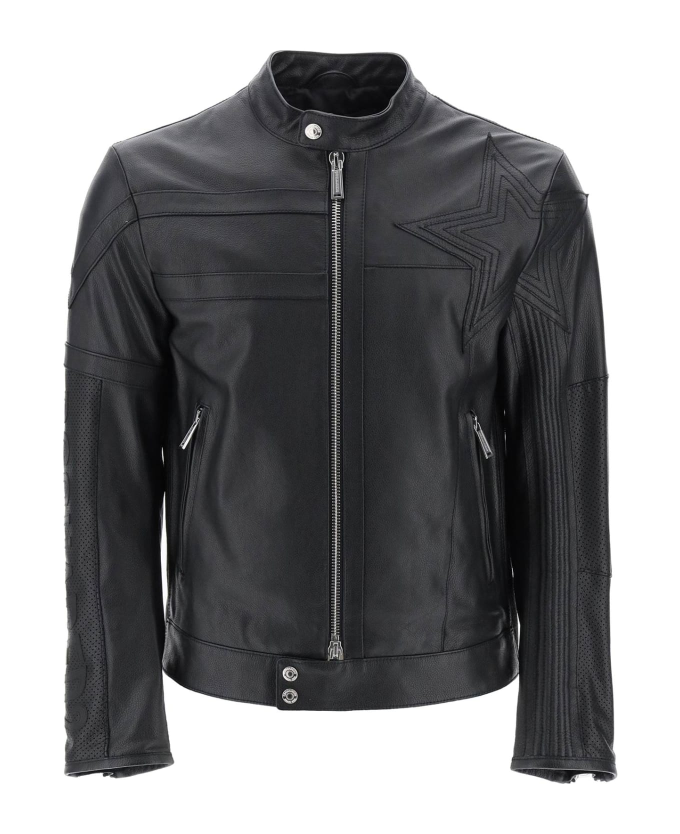 Dsquared2 Leather Biker Jacket - BLACK (Black)