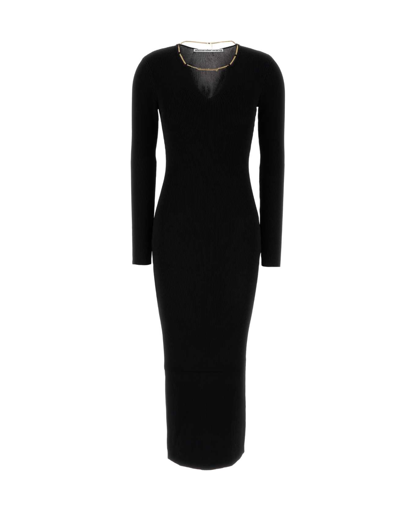 Alexander Wang Black Stretch Viscose Blend Dress - BLACK
