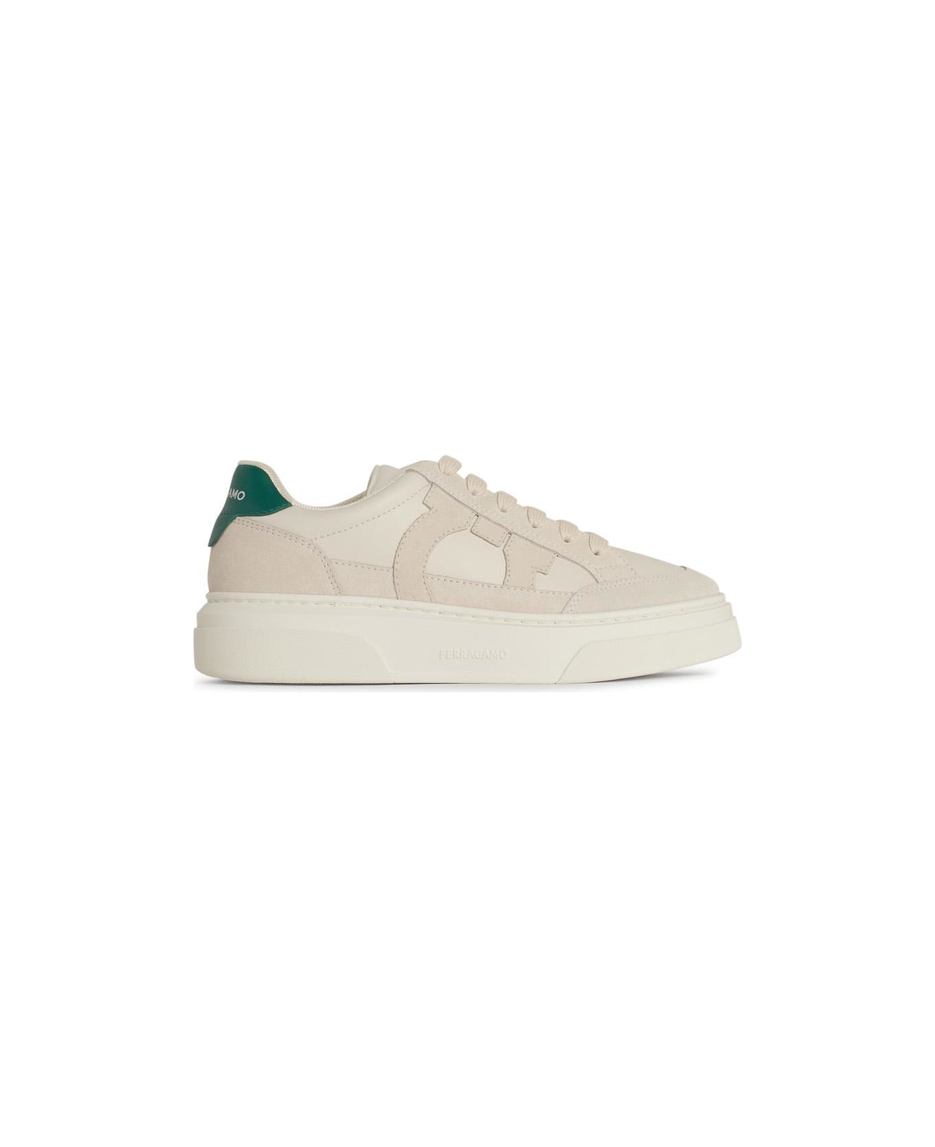 Ferragamo 
cassina
 White Leather Sneakers - White