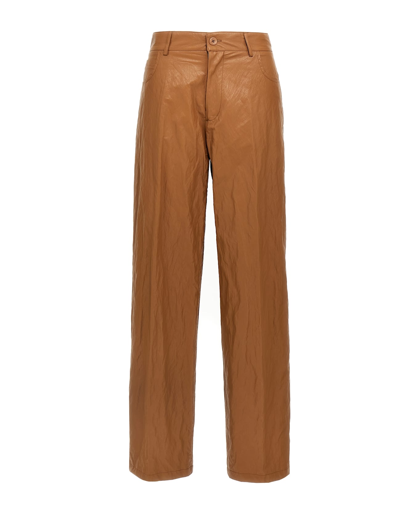 (nude) Leather-effect Pants - Brown