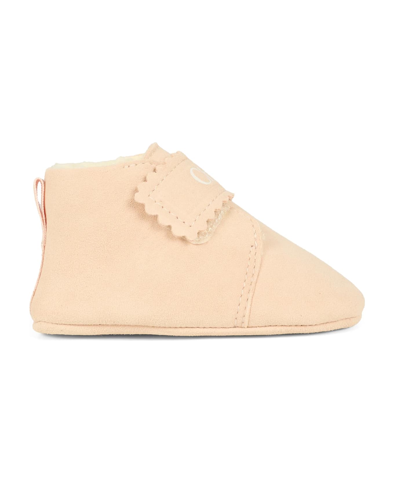 Chloé Pink Sneakers For Baby Girl With Logo - Beige