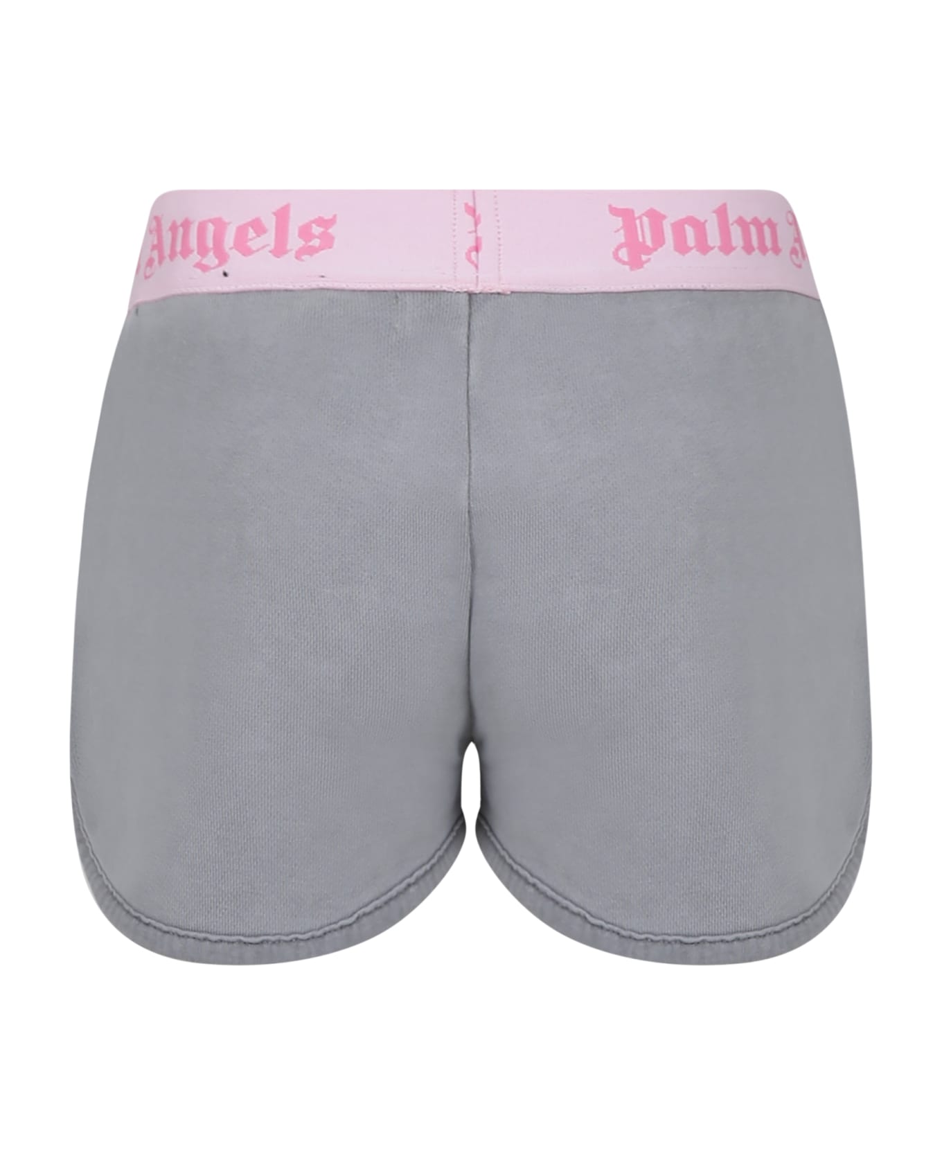 Palm Angels Gray Shorts For Girl With Logo - Grey ボトムス