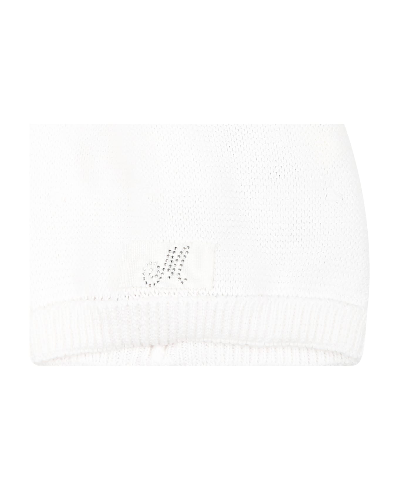 Monnalisa White Hat For Baby Girl With Logo - White