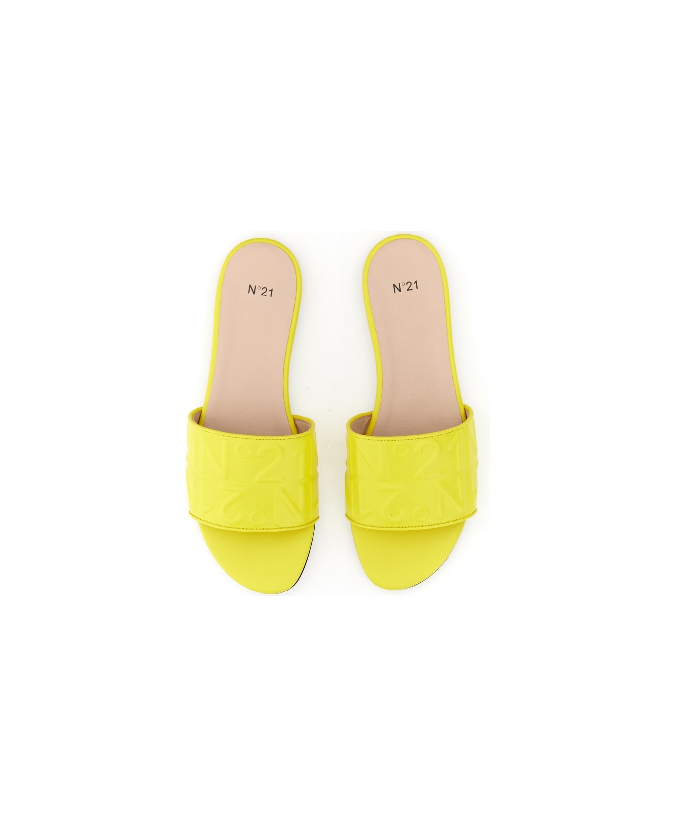 N.21 Slide Sandal With Logo - YELLOW
