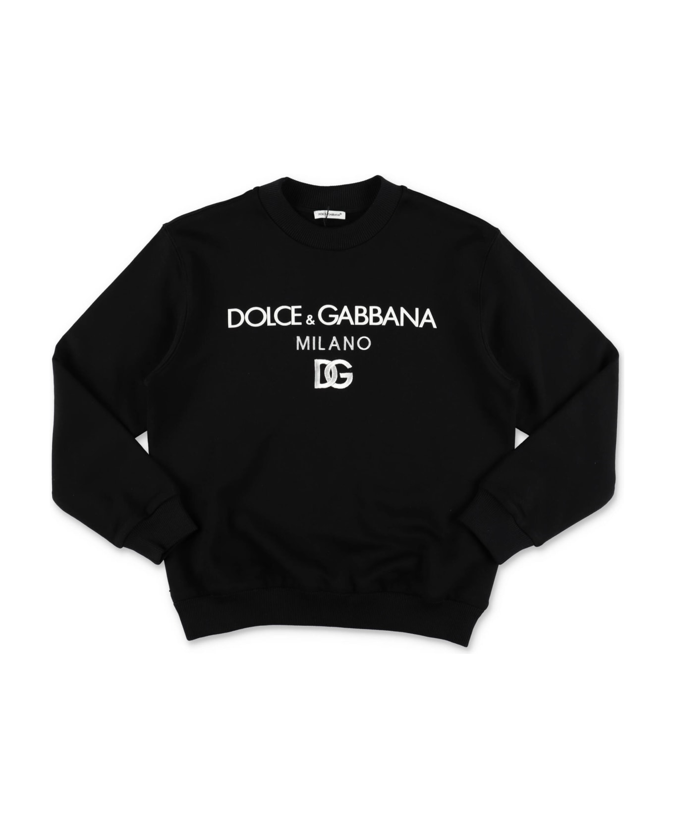Dolce & Gabbana Felpa Nera In Cotone Bambino - Nero