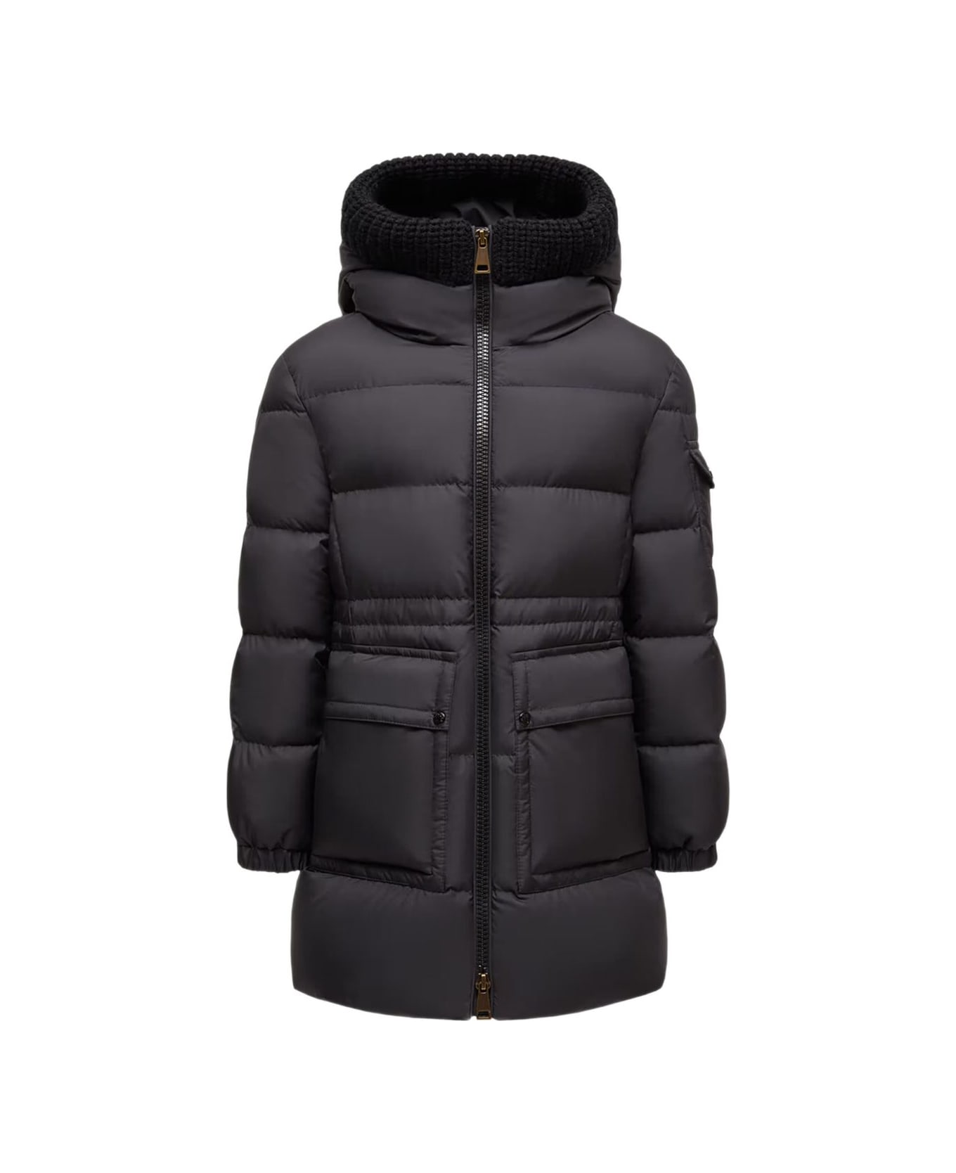 Moncler Black Padded Coat With Hood - Black