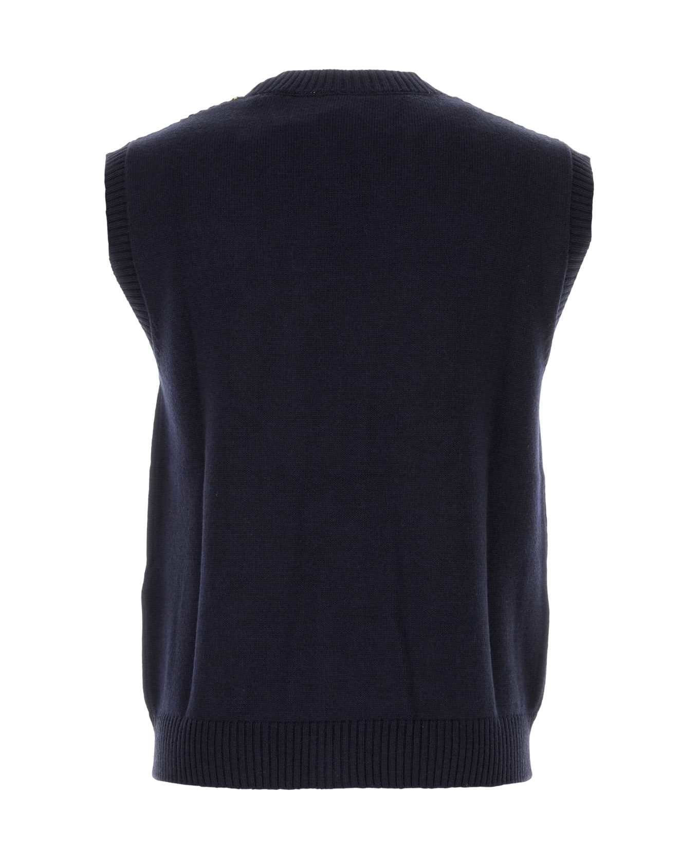 Fendi Navy Blue Wool Vest - BLUDARK