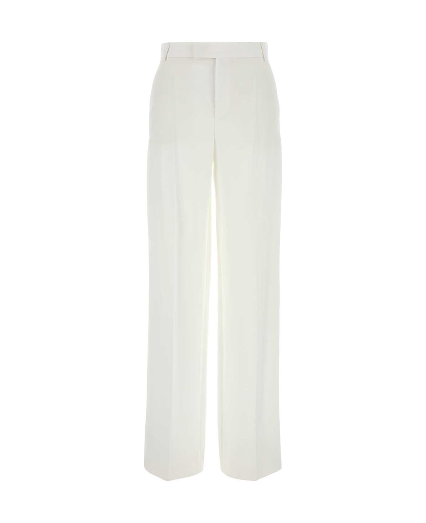 Blumarine White Gabardine Wide-leg Pant - WHITE