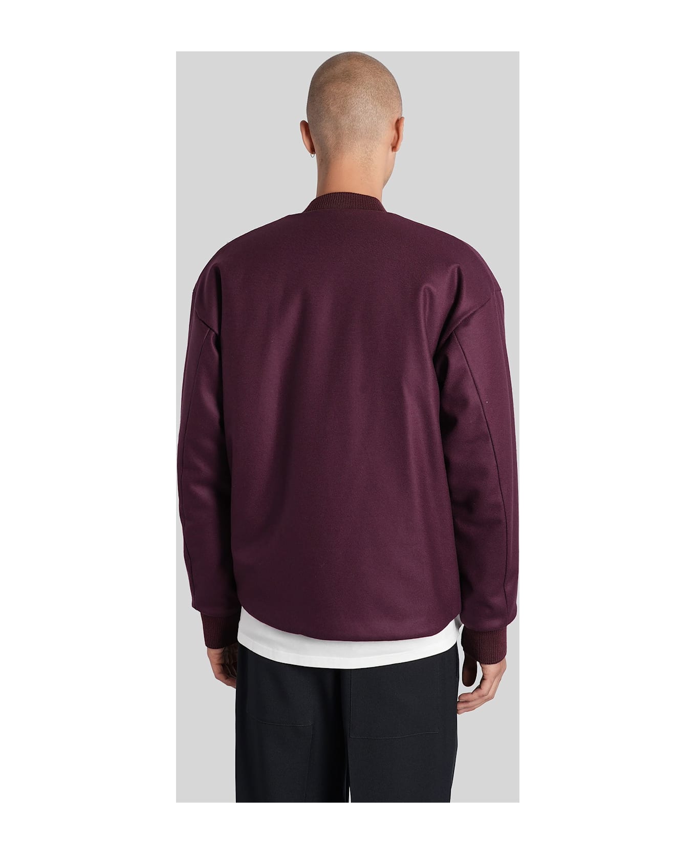 Jil Sander Bomber Jacket In Bordeaux Wool - bordeaux