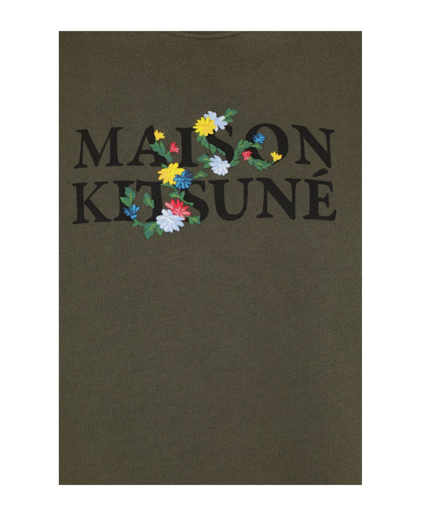 Maison Kitsuné Olive Green Cotton Sweatshirt