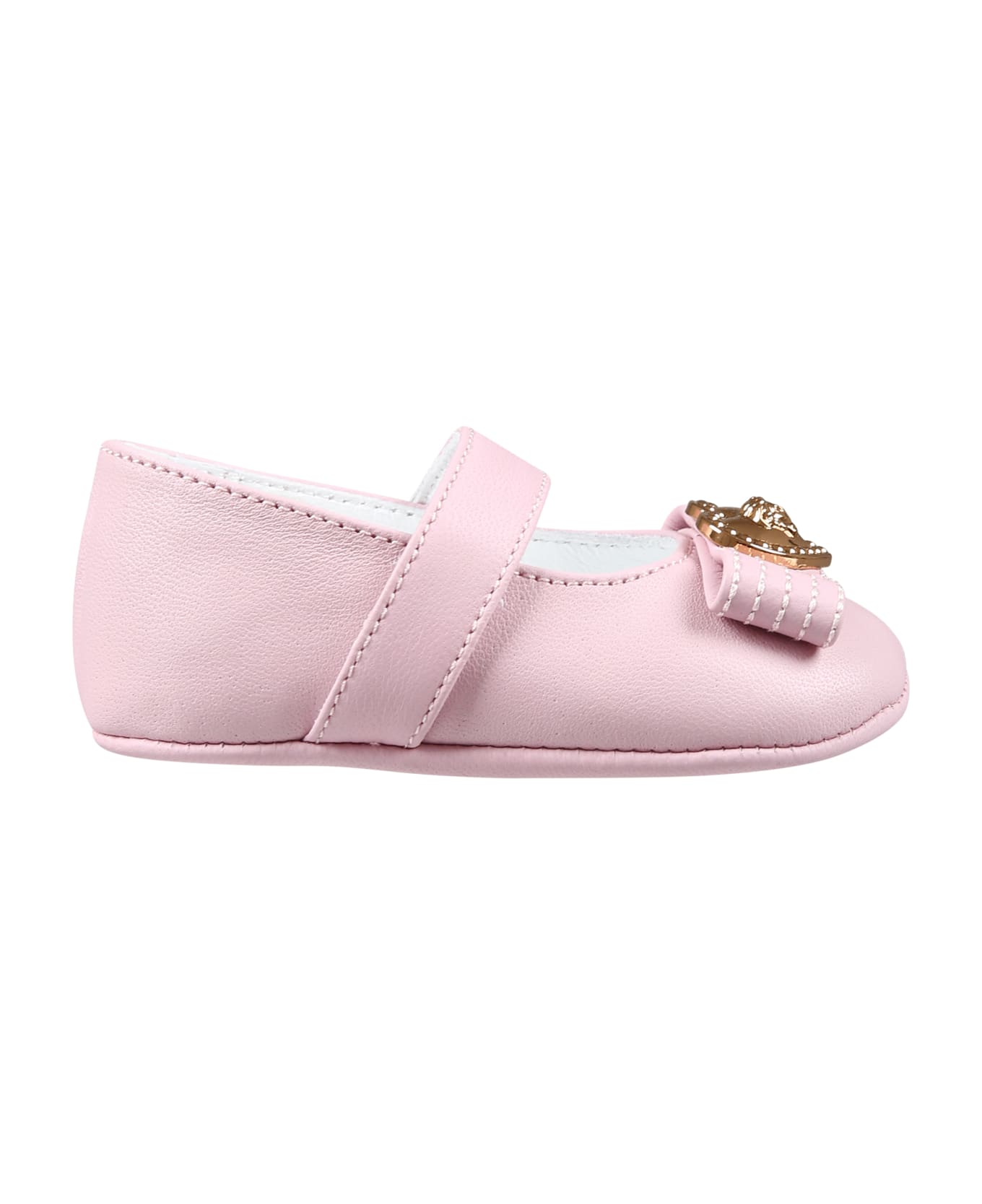 Versace Pink Ballet Flats For Baby Girl With Heart And Medusa - Pink シューズ