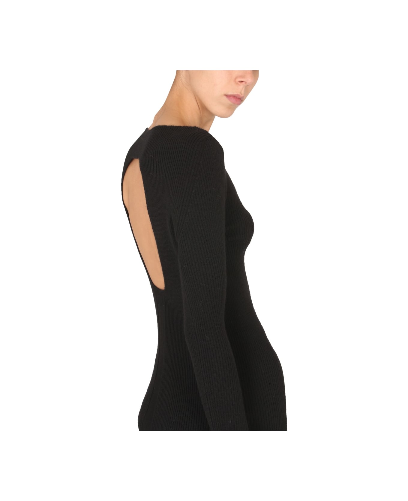 Rick Owens Sweater With Oversized Sleeves And Cut-out - BLACK