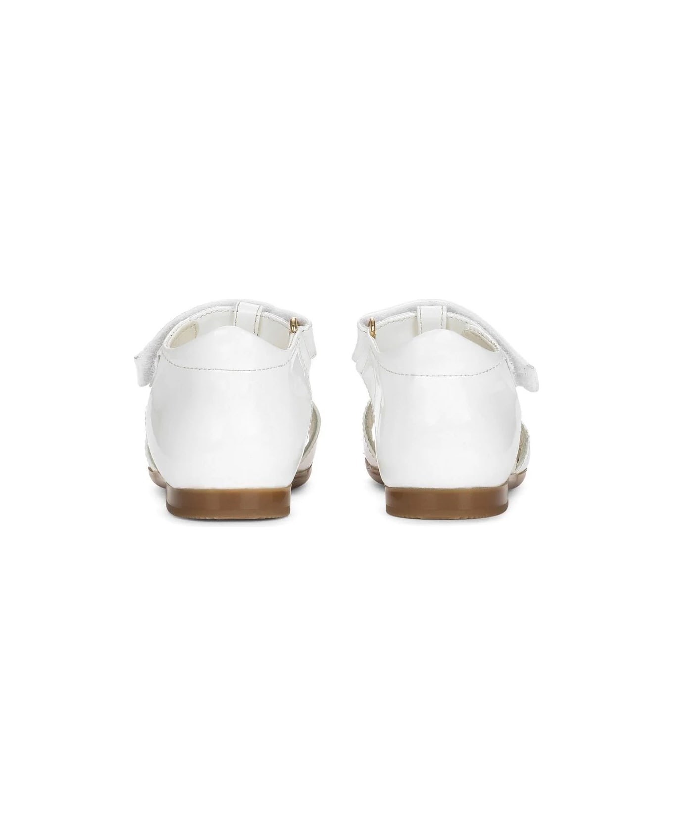 Dolce & Gabbana White Patent Leather Sandals With Dg Logo - White