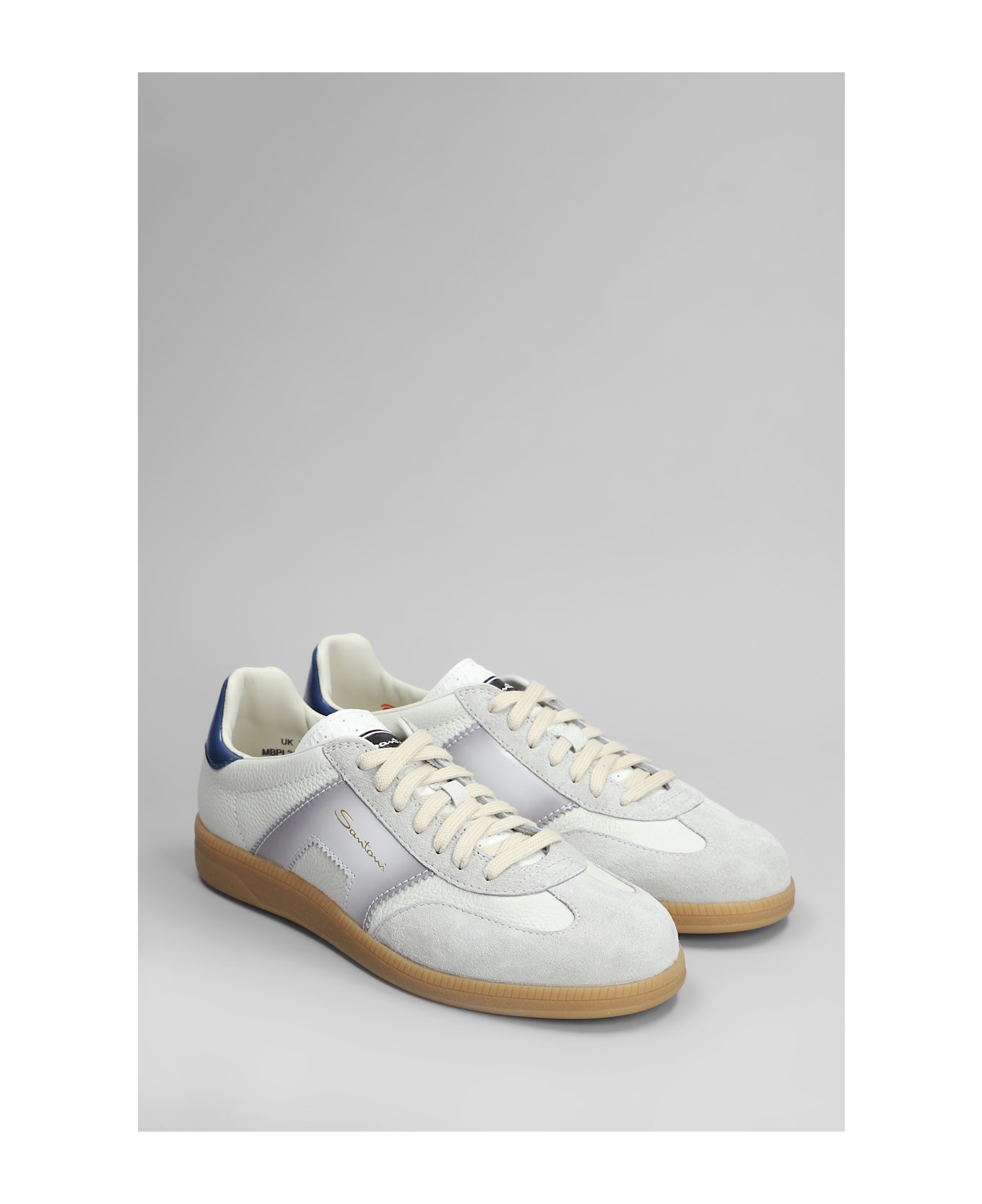 Santoni Dbs Sneakers In Grey Suede And Leather - grey