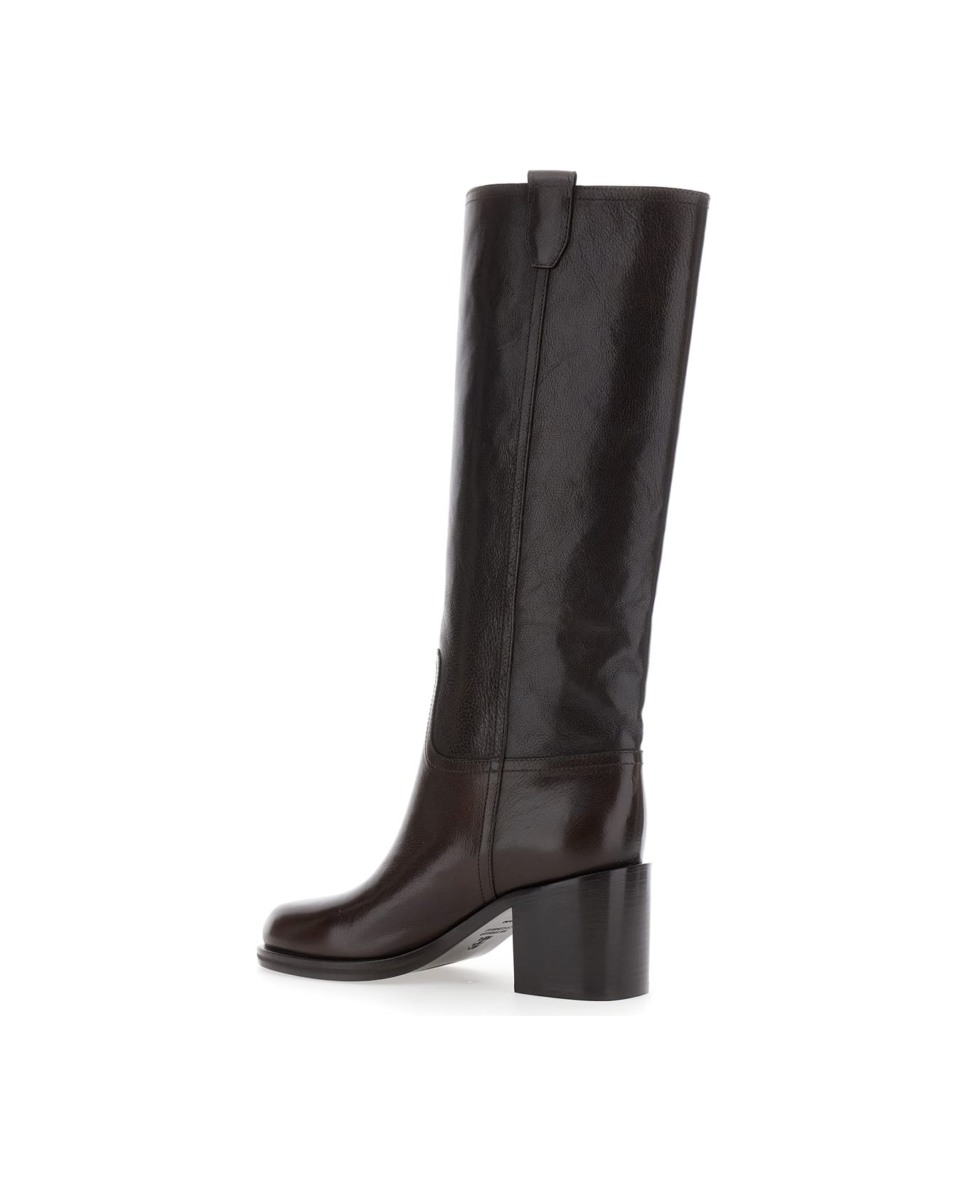 Brunello Cucinelli Brown Knee-lenght Boots With Monil Detail In Leather Woman - Brown