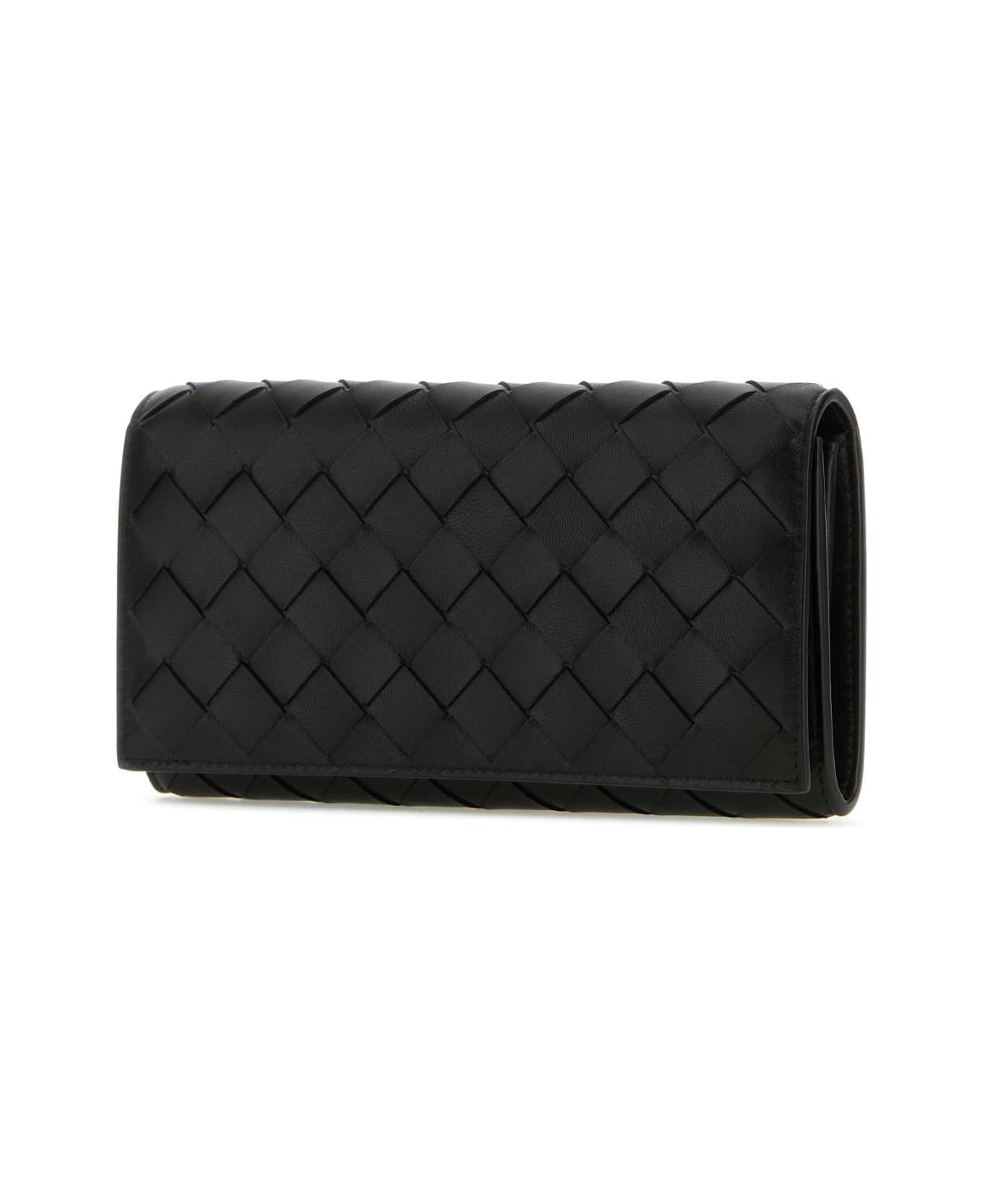 Bottega Veneta Black Leather Intrecciato Wallet - BLACK 財布