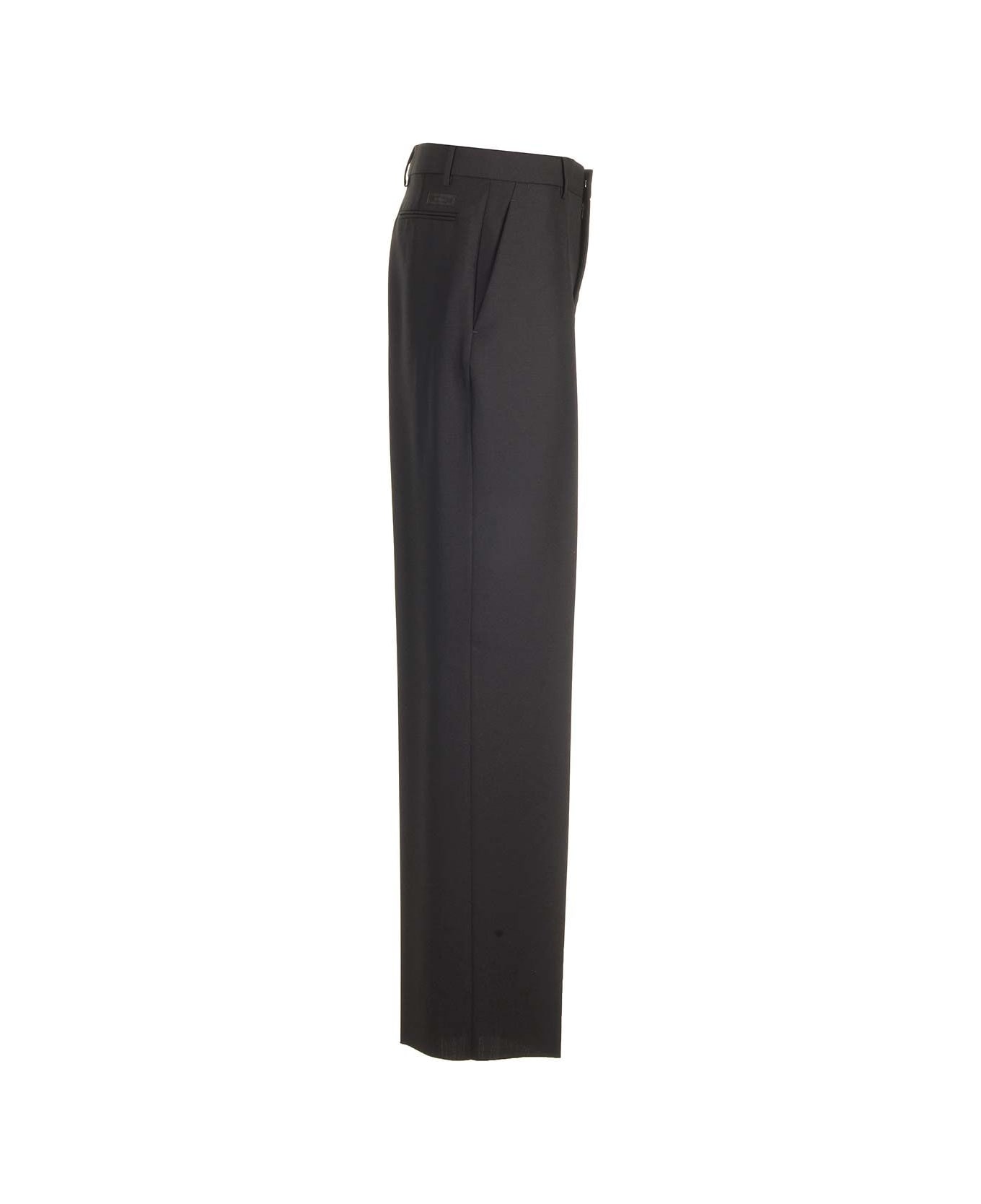 Versace Formal Trousers In Mohair Blend - Black