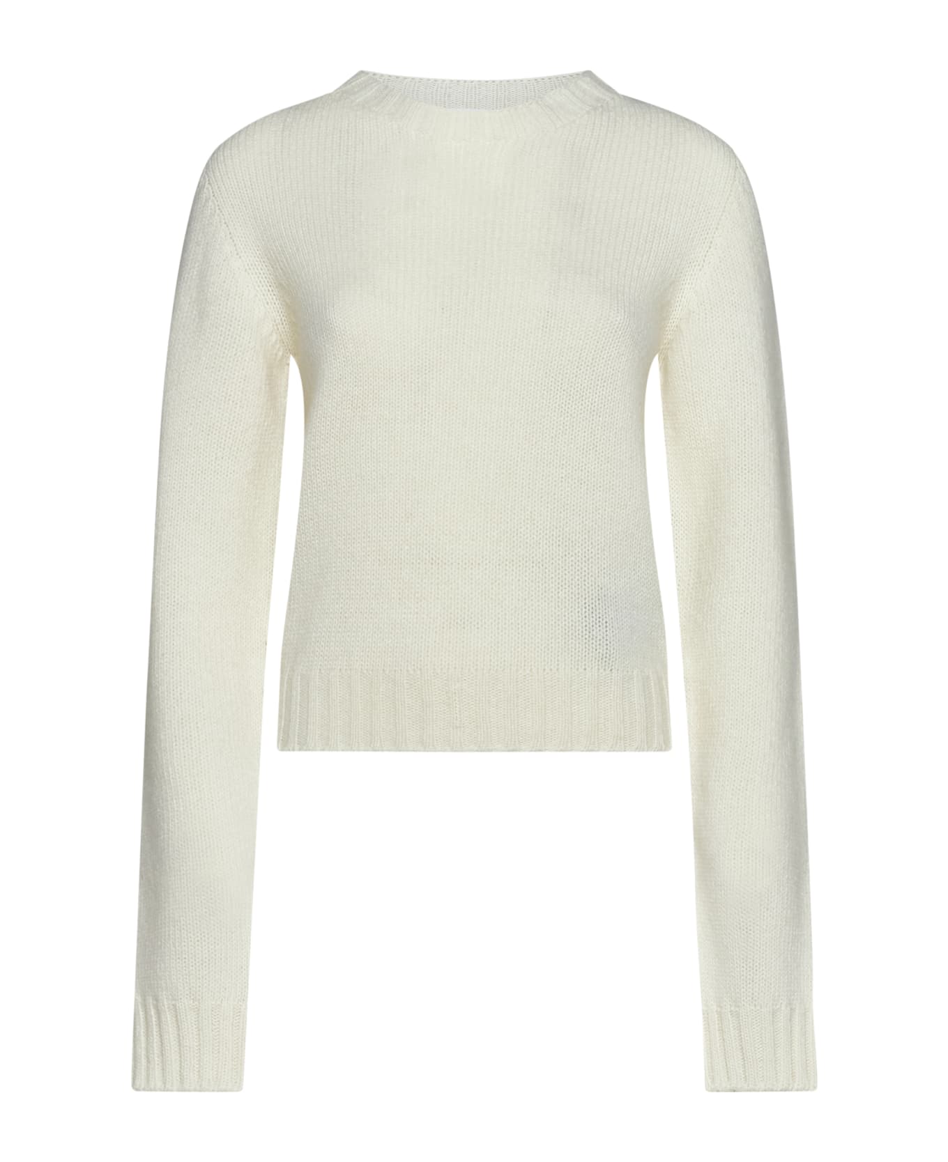 Palm Angels Ivory Sweater With Back Logo - Off white black