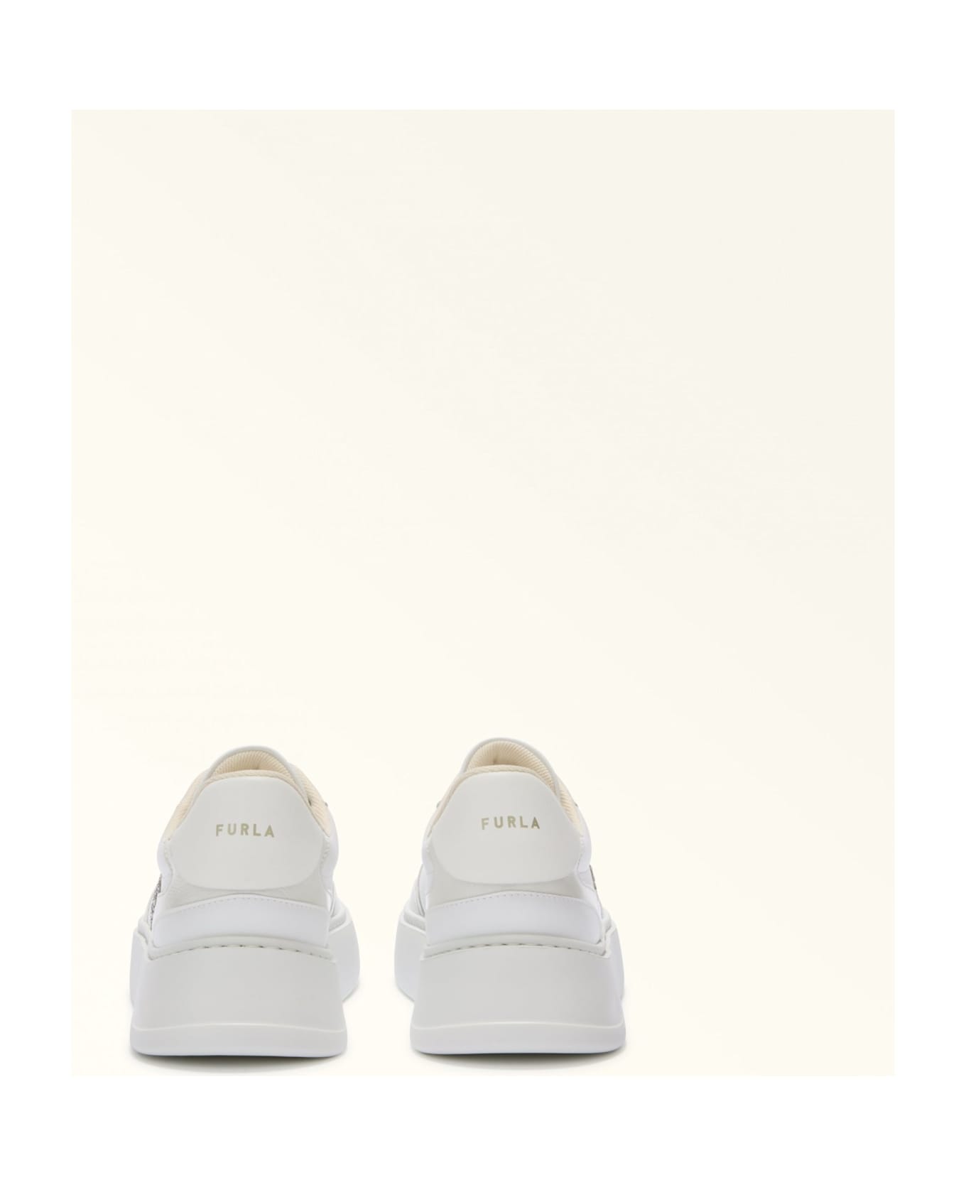 Furla Leather Sneakers White Color - Talc