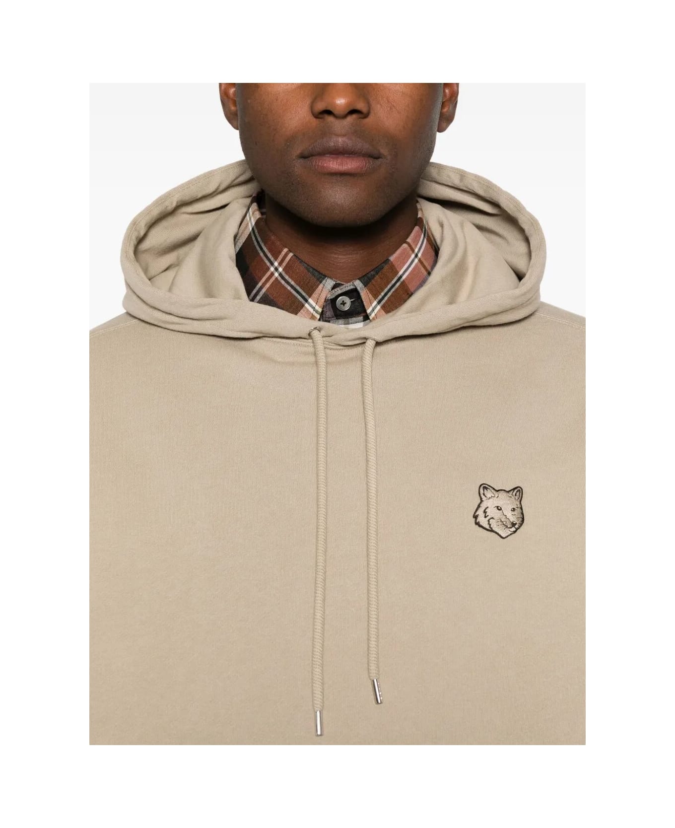 Maison Kitsuné Fox Head Oversize Hoodie - Concrete Beige
